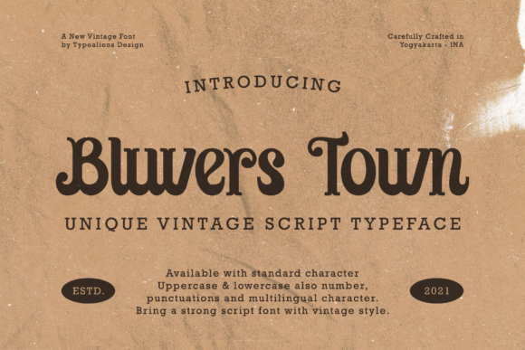 Bluvers Town Display Font for Handmade Creators